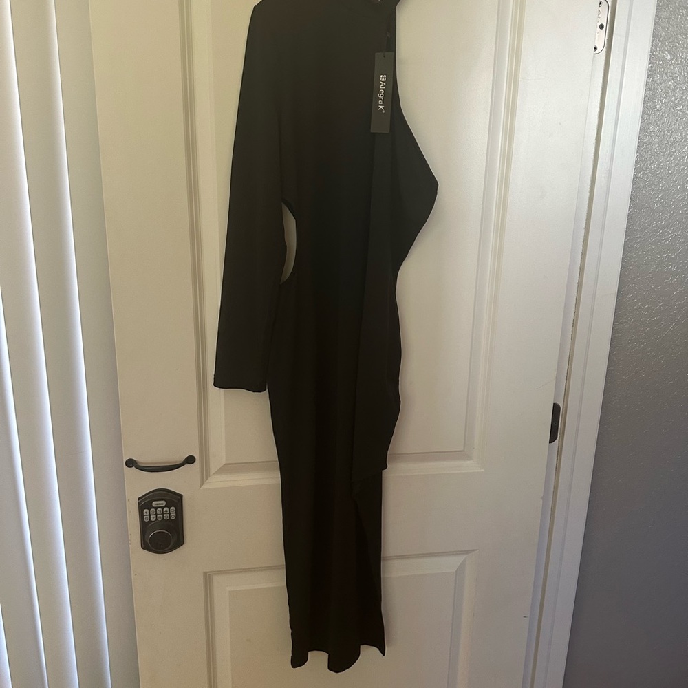 Allegra K One Shoulder Black Dress